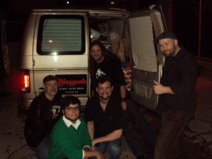 Blaggards hauling a load of presents after Rock the Shelter XXII, December 2009 (Photo by Mari Devlin)